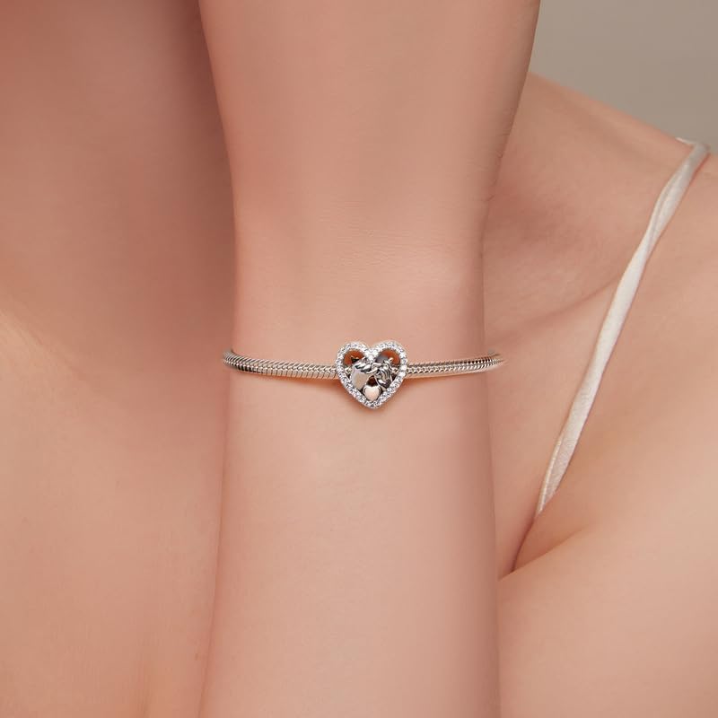 VOROCO Store 925 Sterling Silver Love Heart Charm for Charm Bracelet, Christmas Mother's Day Birthday Perfect Jewelry Gifts for Mom Grandma Daughter Friend Sister - Image 3